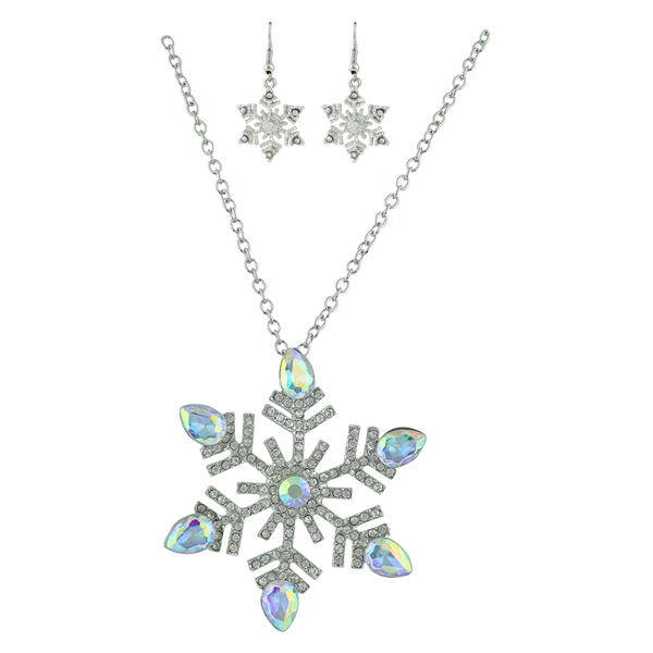 THE SPARKLING CRYSTAL SNOWFLAKE NECKLACE SET | IRIDESCENT