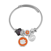 Clemson University Team Colored Charms Logo Cable Bangle