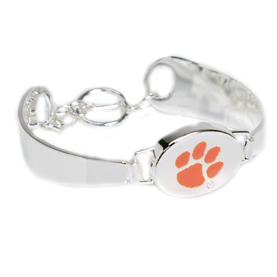 Silver Engraved Team Logo Bracelet Clemson