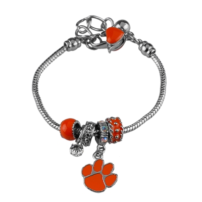 College Fashion Crystal Clemson University Logo Charms MVP Bracelet