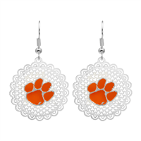 College Fashion Filigree Cut Clemson University Logo Charm Post Dangle Els Earrings