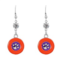 Silver Clemson Tiger Earrings