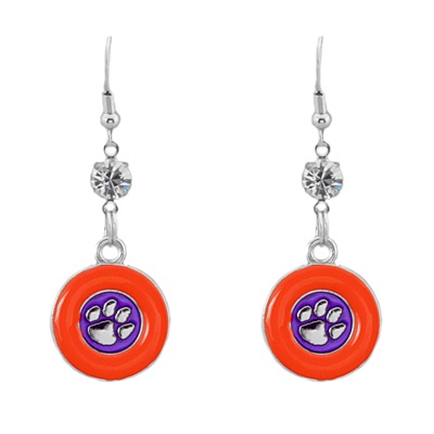 Silver Clemson Tiger Earrings