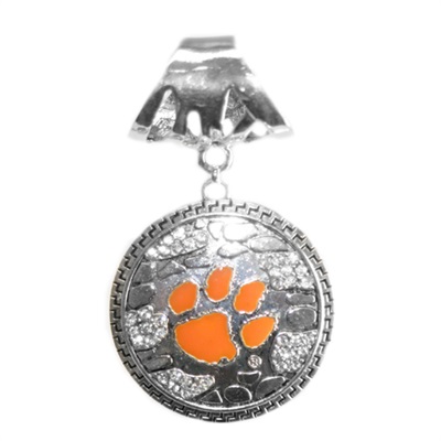 College Fashion Clemson University Rhinestone Ornate Scarf Pendant Charm