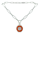 Collegiate Licensed Clemson University Team Colored Logo Charm Double Link Chain Lobster Clasp Necklace