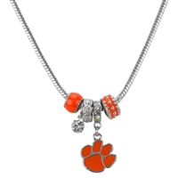 College Fashion Crystal Clemson University Logo Charms MVP Necklace