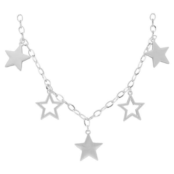 Stylish July 4th Inspired Fashionable Star Charm Silver-Toned Necklace