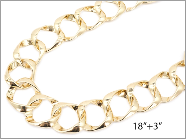 Gold Toned Linked Chain Crystal Lobster Clasp Necklace