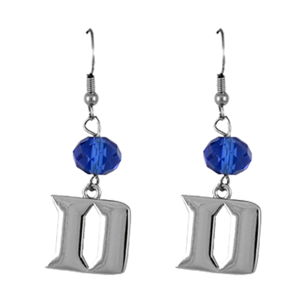 Silver Beaded Drop Earrings Duke Blue Devil