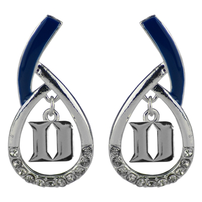 Duke University Silver Rhinestone Earrings Licensed College Jewelry Blue Devils