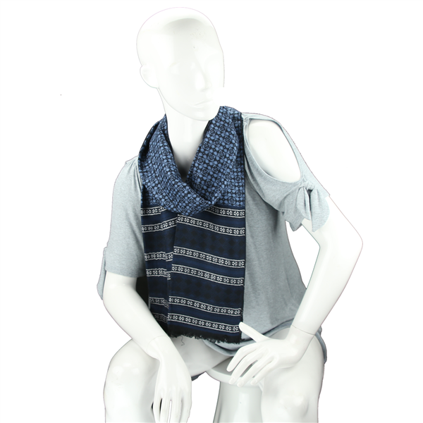 Fashionable & Stylish Cozy Soft Interchangeable Tri-Colored Dark Blue, Black & White Scarf