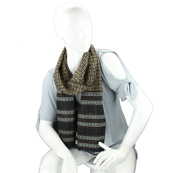 Fashionable & Stylish Cozy Soft Interchangeable Tri-Colored Dark Brown, Black & White Scarf