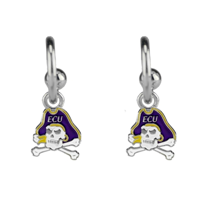 College Fashion East Carolina University Logo Charms Post Dangle Emma Earrings