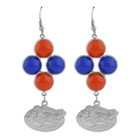 Team Colored Bubble Silver Florida Gators Logo Charm Earrings