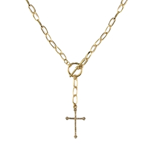 Crystal Cross Toggle Necklace