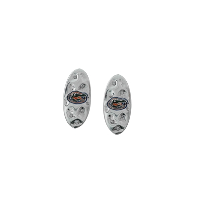 University of Florida Crystal Hammered Oval Shaped Post Earrings