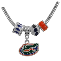 Florida Gators Logo Team Colored Charms Silver Necklace