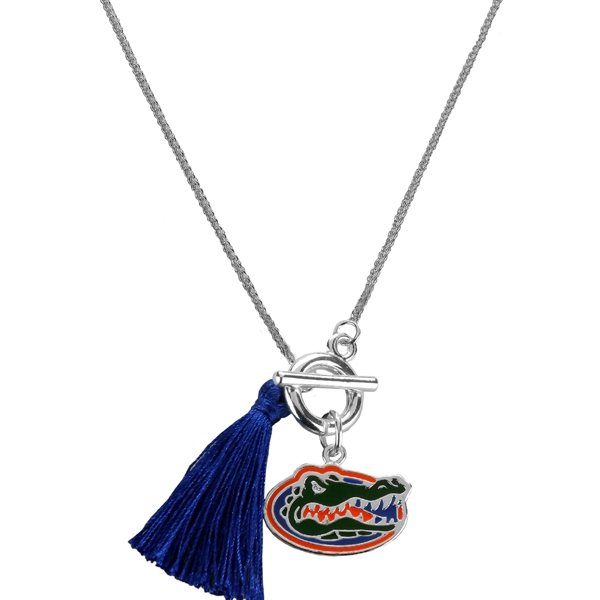 College Fashion University of Florida Logo Charm Tassel Norma Necklace Lobster Clasp