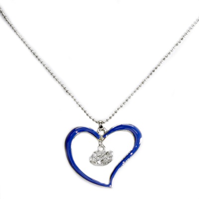 Silver Florida Gators Logo Blue & Silver Heart Necklace