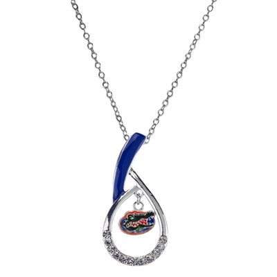 Florida Gators Football NCAA Silver Rhinestone Necklace Licensed College Jewelry