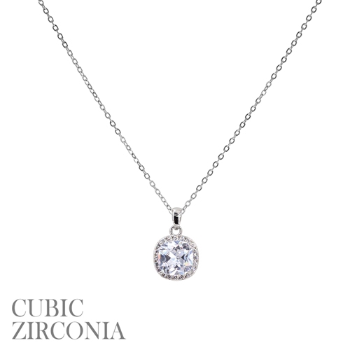 Fashion Sparkling Diamond Crystal Charm Silver Toned Pendant Necklace