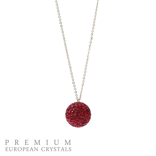 Fashion Siam Red Cubic Zirconia Crystal Gold Toned Necklace
