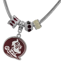 Florida State Logo Team Colored Charms Silver Bracelet