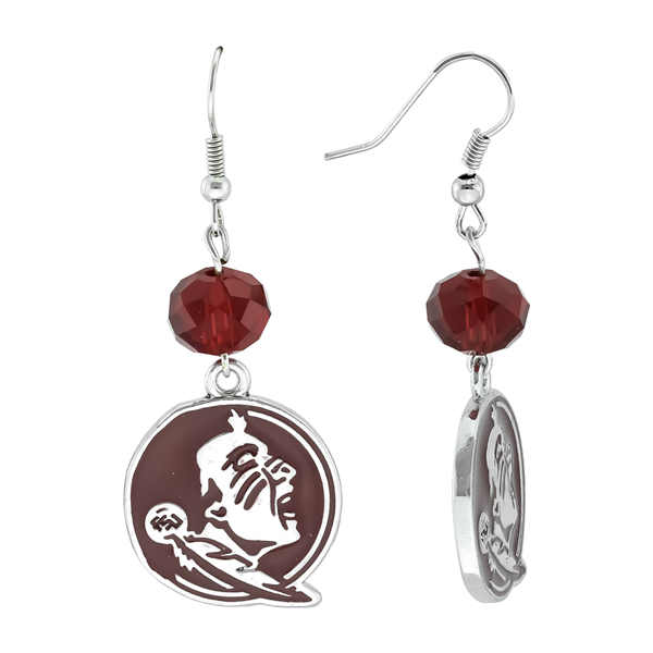 Silver Beaded Drop Earrings Florida State Seminole