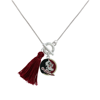 College Fashion Florida State University Logo Charm Tassel Norma Necklace Lobster Clasp