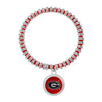 College Fashion Team Colored Crystal University of Georgia Logo Charm Stretch Bracelet