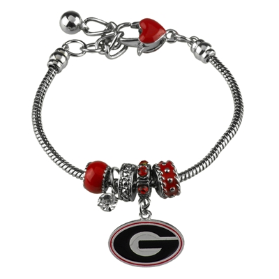 College Fashion Crystal University of Georgia Logo Charms MVP Bracelet