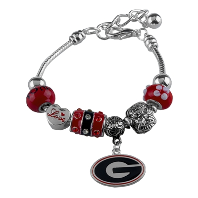Georgia Bulldog Uga Silver Bracelet Jewelry Charm Beads