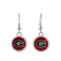 University of Georgia Team Colored Round Logo Charm Fish Hook Earrings