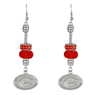 Beaded Dangle Earrings Georgia Dawgs