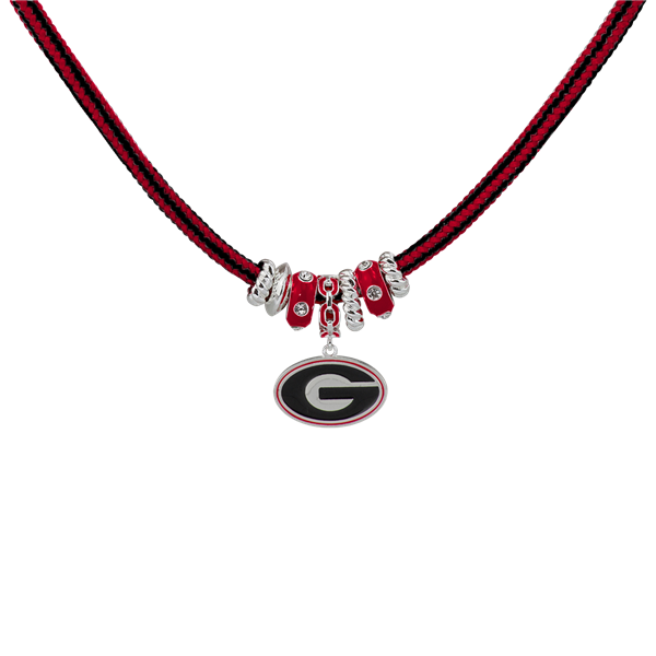 University of Georgia Logo Team Colored Charms & Rope Necklace