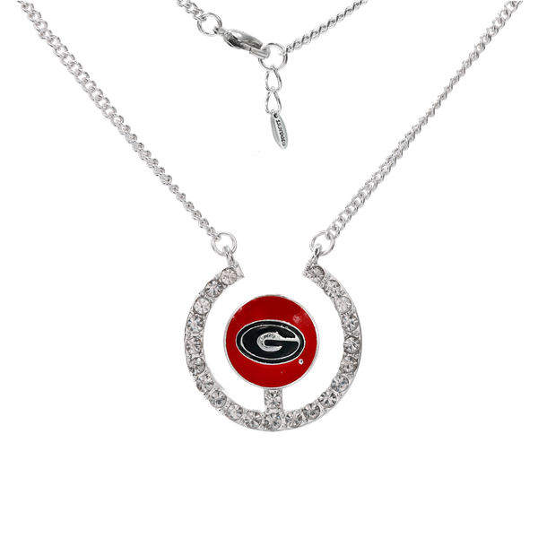 University of Georgia Team Colored Logo Ball Crystal 18" Cable Chain Lobster Clasp Necklace