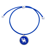 University of Kentucky Team Colored Round Logo Charm Blue 8" Diameter Thin Nylon Slider Bracelet