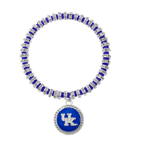 College Fashion Team Colored Crystal University of Kentucky Logo Charm Stretch Bracelet