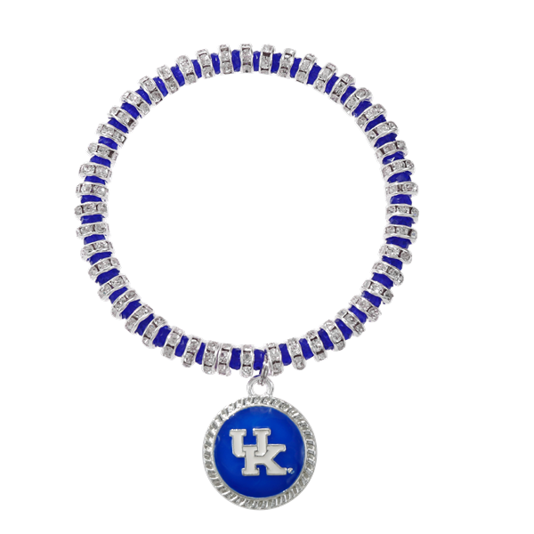 College Fashion Team Colored Crystal University of Kentucky Logo Charm Stretch Bracelet