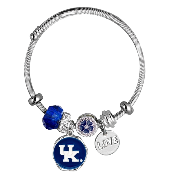 University of Kentucky Team Colored Charms Logo Cable Bangle