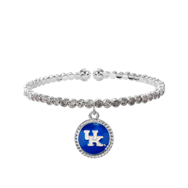 College Fashion Crystal University of Kentucky Logo Charm Cuff Bangle