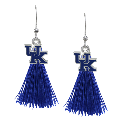 College Fashion University of Kentucky Logo Charm Tassel Post Dangle Eambi Earrings