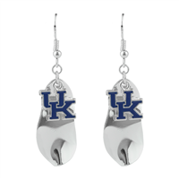 Silver Leaf-Like Charm University of Kentucky Wildcats Logo Earrings