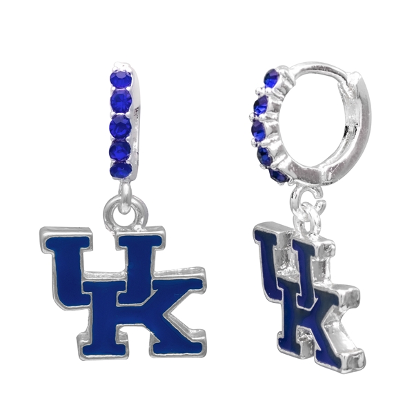 College Fashion Crystal University of Kentucky Logo Charm Cuff Hoop Dangle Earrings