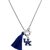 College Fashion University of Kentucky Logo Charm Tassel Norma Necklace Lobster Clasp