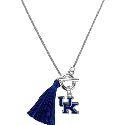 College Fashion University of Kentucky Logo Charm Tassel Norma Necklace Lobster Clasp