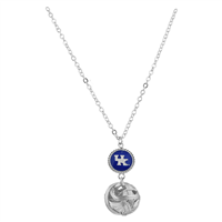 Silver Knotted Ball Logo Charm University of Kentucky Wildcats Logo Necklace
