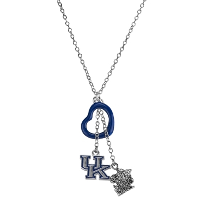 Kentucky Wildcat Scratch Silver Multi Logo Necklace Licensed College Jewelry