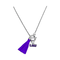 College Fashion Louisiana State University Logo Charm Tassel Norma Necklace Lobster Clasp