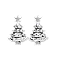 Fashion Christmas Tree Holiday Season Silver-Toned Post Earrings